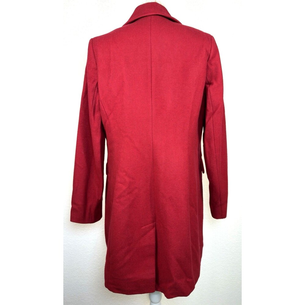 Sam Edelman Red Wool Blend Coat Womens M Single Breasted Tailored Pea Coat - Picture 4 of 16